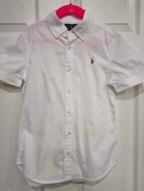 Ralph Lauren White Button-Down Shirt with Pink Accent